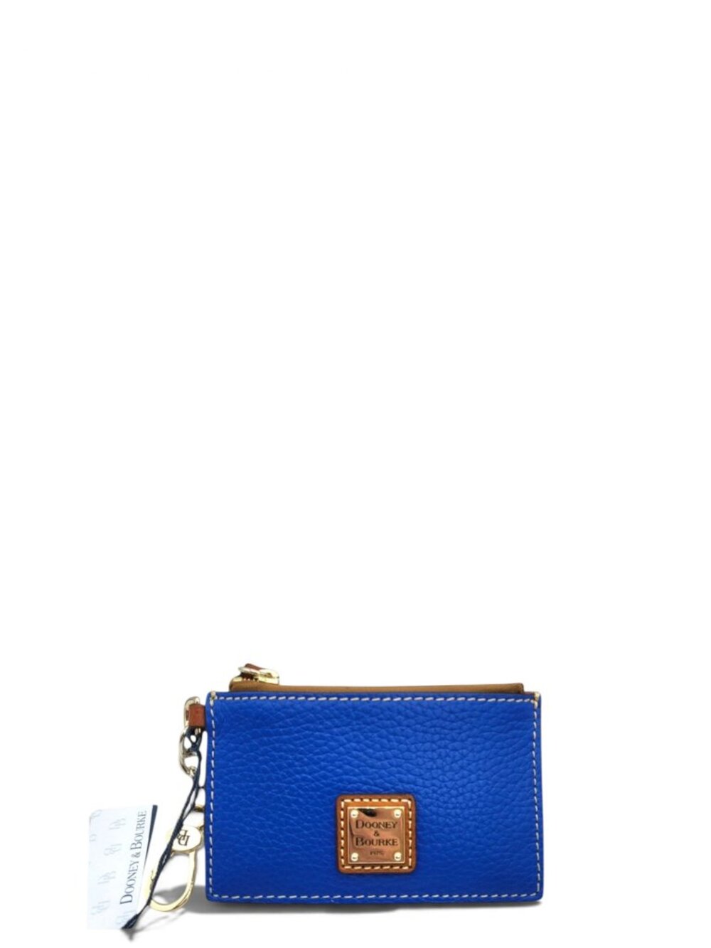 D&B French Blue Pebble Grain Zip Top Card Case Wristlet Wallet